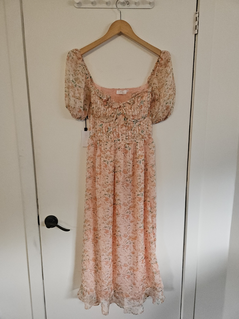 Anthropologie - Astr Peach & Green Floral Ruffled Maxi Dress - Picture 2 of 3